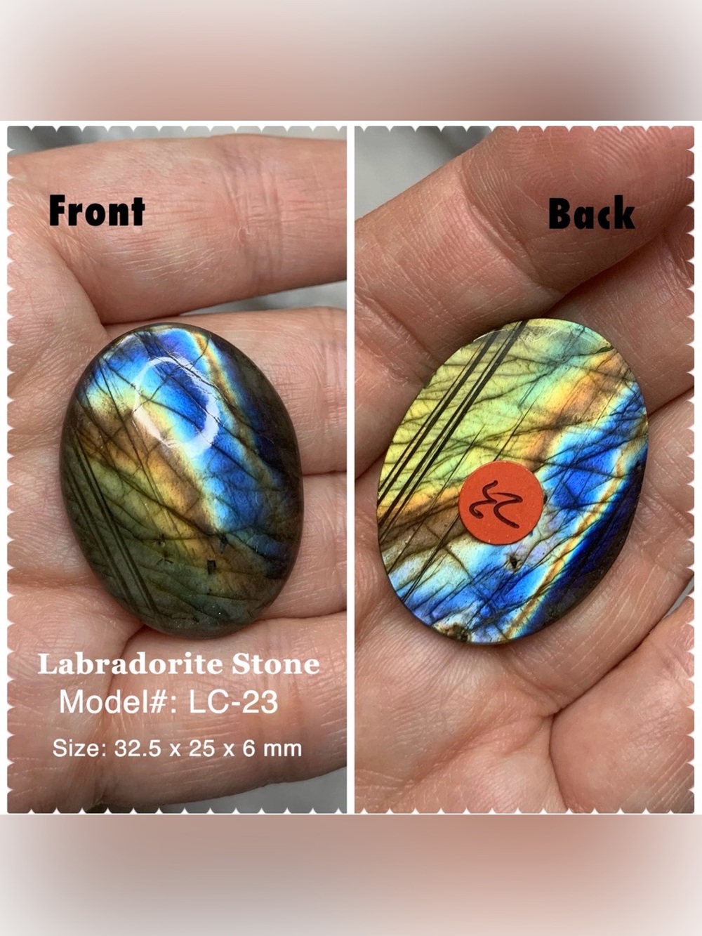 Natural Labradorite Oval Cabochon 32.5x25mm Lighting Flash Loose Gemstone